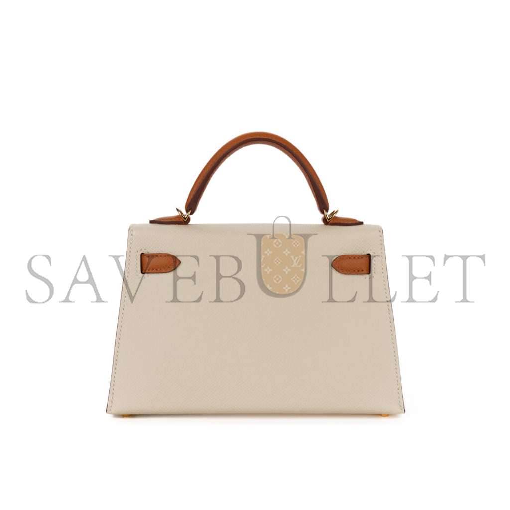 HERMÈS MASTER MINI KELLY II CREAM WHITE EPSOM GOLD HARDWARE (19*12*5.5cm) 